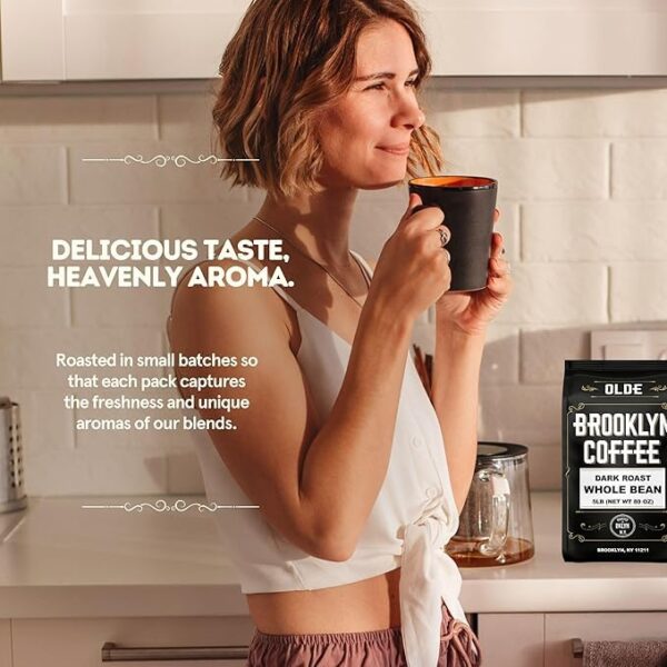 BROOKLYN COFFEE Whole Bean, Classic Dark Roast (2lb) Bold, Smooth Taste, Intense Aroma - Fresh Bulk Coffee Beans Roasted Weekly in NYC - Image 4