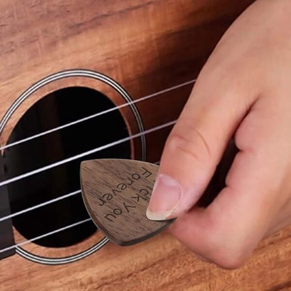 Engraved Personalized Wood Guitar Picks Box, Guitar Shaped Plectrum Container with 3 Pcs Standard Picks (To Son from Mom) - Image 7
