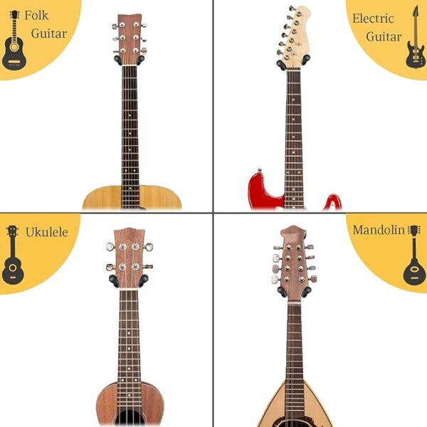 Guitar Wall Mount, Black Walnut Wood Guitar Hanger, U-Shaped Guitar Wall Hanger Mount, Guitar Holder Hook Stand Wall for Acoustic, Electric Guitar, Banjo, Bass, for Guitar Player Men Boy - Image 7