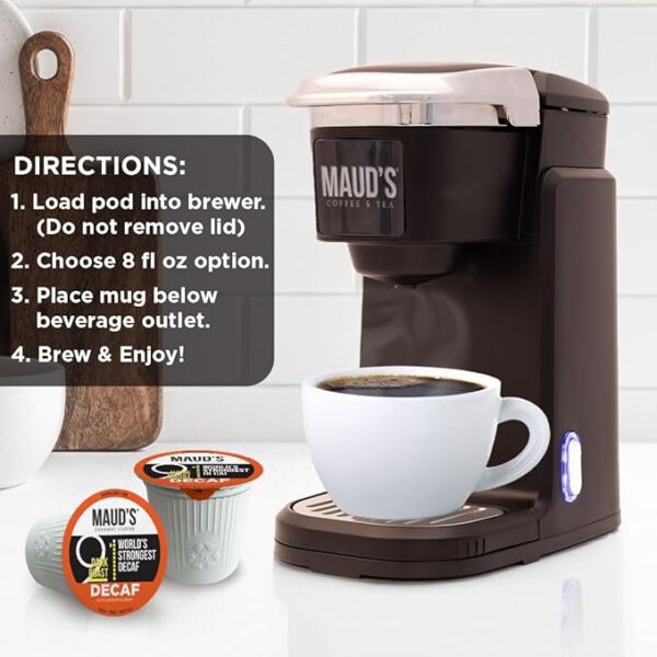 Maud's World's Strongest Decaf Coffee Pods, 100 ct, Decaffeinated Dark Roast Coffee in Recyclable Single Serve Pods – 100% Arabica Coffee, Compatible with Keurig K Cups Maker - Image 5