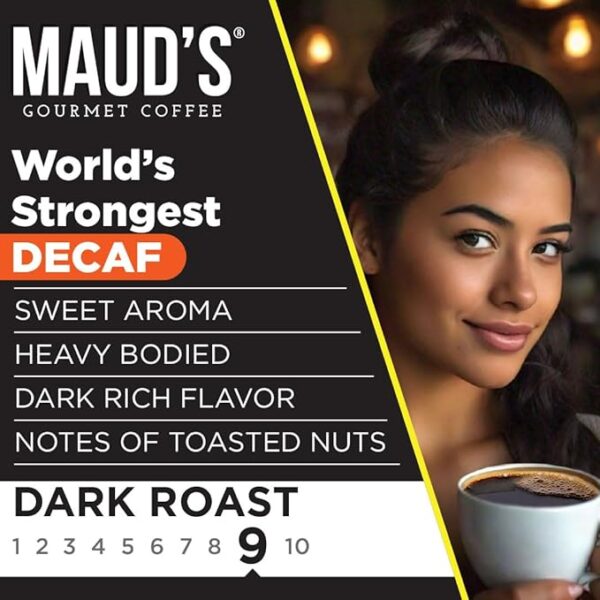 Maud's World's Strongest Decaf Coffee Pods, 100 ct, Decaffeinated Dark Roast Coffee in Recyclable Single Serve Pods – 100% Arabica Coffee, Compatible with Keurig K Cups Maker - Image 2
