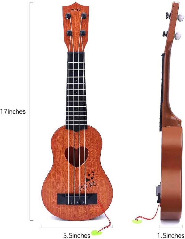 YEZI Kids Toy Classical Ukulele Guitar Musical Instrument, Brown - Image 5