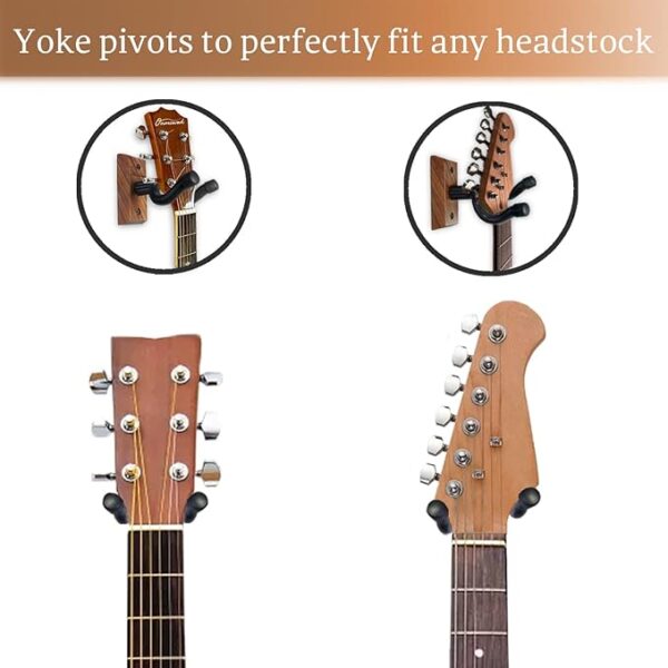 Guitar Wall Mount, Black Walnut Wood Guitar Hanger, U-Shaped Guitar Wall Hanger Mount, Guitar Holder Hook Stand Wall for Acoustic, Electric Guitar, Banjo, Bass, for Guitar Player Men Boy - Image 3