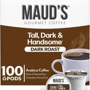 Maud's Dark Roast Coffee Pods, 100ct, Recyclable Single Serve Pods – 100% Arabica Coffee, Compatible with Keurig K Cups Maker