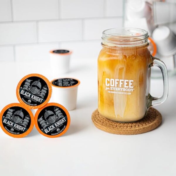 Fresh Roasted Coffee, Organic Black Knight | USDA Organic, Kosher | Dark Roast 96 Pods for K Cup Brewers - Image 2