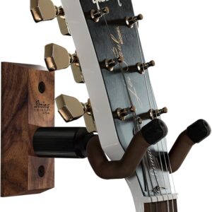 String Swing CC01K-BW Guitar Hanger and Guitar Wall Mount Bracket Holder for Acoustic and Electric Guitars Black Walnut