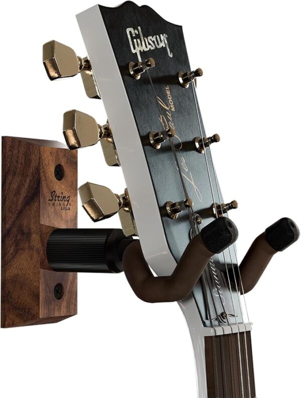 String Swing CC01K-BW Guitar Hanger and Guitar Wall Mount Bracket Holder for Acoustic and Electric Guitars Black Walnut
