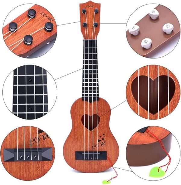 YEZI Kids Toy Classical Ukulele Guitar Musical Instrument, Brown - Image 3