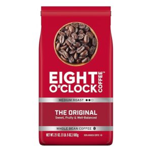 Eight O'Clock Coffee The Original Whole Bean Coffee, Medium Roast, 21 Ounce (Pack of 1) - Sweet, Fruity, Well Balanced