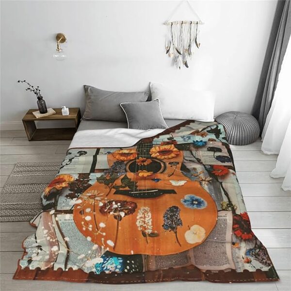 Guitar Music Blanket Guitar Decor Inspirational Throw Blanket Gifts for Girls Boys Guitar Lover Winter Bedding Super Warm Soft Plush Lightweight Fleece Flannel Blanket for Kids Adults Women 50"X40" - Image 5