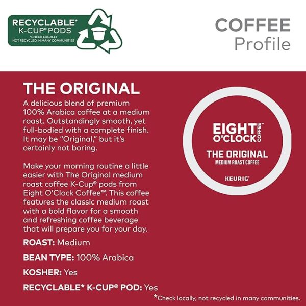 Eight O'Clock Coffee The Original, Keurig Single Serve K-Cup Pods, Medium Roast, 72 Count (6 Packs of 12) - Image 2