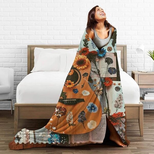 Guitar Music Blanket Guitar Decor Inspirational Throw Blanket Gifts for Girls Boys Guitar Lover Winter Bedding Super Warm Soft Plush Lightweight Fleece Flannel Blanket for Kids Adults Women 50"X40" - Image 7