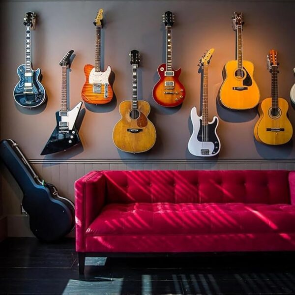 Guitar Wall Mount 4 Pack Guitar Hanger with Rotatable Soft Guitar Wall Hangers for All Size Guitars U-Shaped Guitar Hook for Acoustic, Electric Guitar, Ukulele, Bass, Black Walnut - Image 6