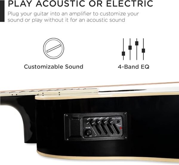 Best Choice Products Beginner Acoustic Electric Guitar Starter Set 41in w/All Wood Cutaway Design, Carrying Case, Strap, Picks, Cable - Black - Image 5