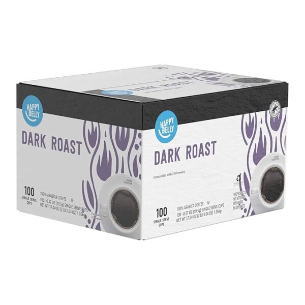 Amazon Brand - Happy Belly Dark Roast Coffee Pods, Compatible with Keurig 2.0 K-Cup Brewers, 100 Count - Image 5