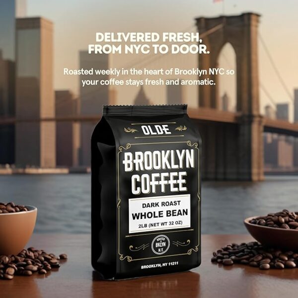 BROOKLYN COFFEE Whole Bean, Classic Dark Roast (2lb) Bold, Smooth Taste, Intense Aroma - Fresh Bulk Coffee Beans Roasted Weekly in NYC - Image 3