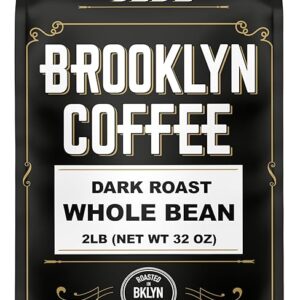 BROOKLYN COFFEE Whole Bean, Classic Dark Roast (2lb) Bold, Smooth Taste, Intense Aroma - Fresh Bulk Coffee Beans Roasted Weekly in NYC