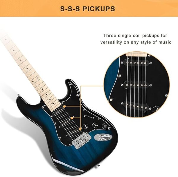 GLARRY Full Size Electric Guitar for Beginner with Amp and Accessories Pack Guitar Bag (Dark blue) - Image 2