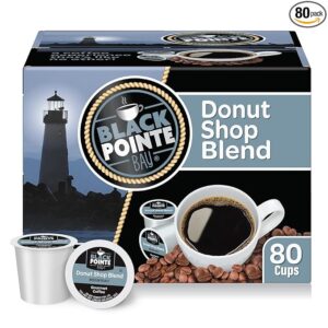 Black Pointe Bay Coffee Donut Shop Blend, Medium Roast, 80 Count, Single Serve Coffee Pods for Keurig K-Cup Brewers