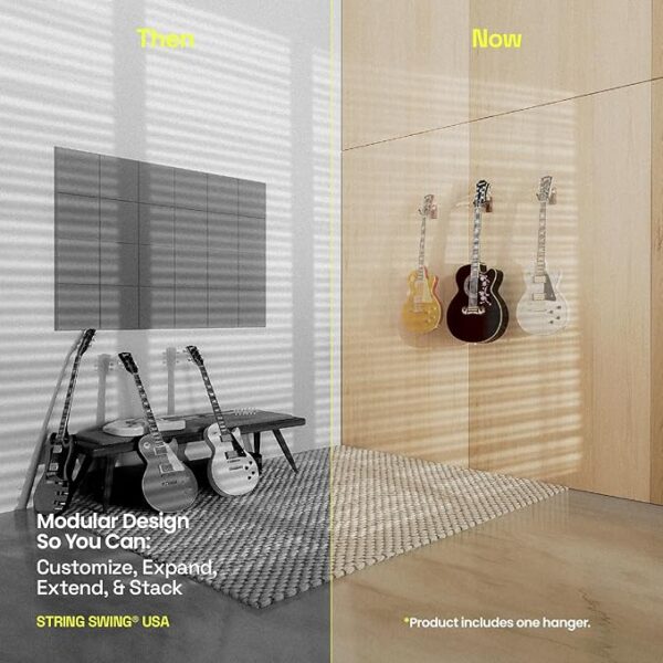 String Swing CC01K-BW Guitar Hanger and Guitar Wall Mount Bracket Holder for Acoustic and Electric Guitars Black Walnut - Image 3