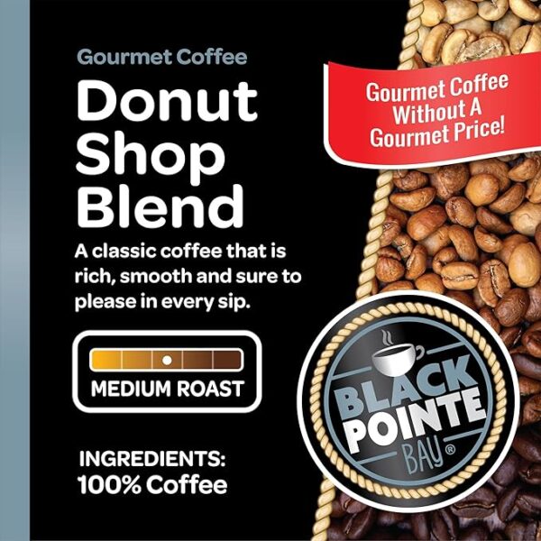 Black Pointe Bay Coffee Donut Shop Blend, Medium Roast, 80 Count, Single Serve Coffee Pods for Keurig K-Cup Brewers - Image 2