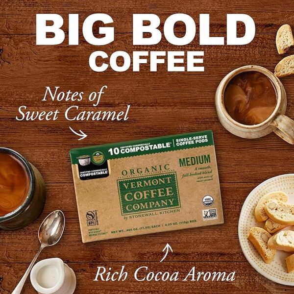 Vermont Coffee Company Organic Compostable Medium Roast Coffee Pods, 10 Count - Image 4