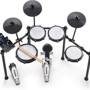 Alesis Nitro Max Electric Drum Set 10" Dual-Zone Snare, 8" Toms, 10 "Cymbals, Quiet Mesh Heads, Bluetooth, 440+ BFD Sounds, USB MIDI, Drumeo, for Beginners