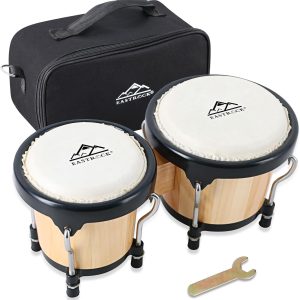 EastRock Bongo Drum 4” and 5” Set for Adults Beginners Professionals Tunable Wood and Metal Drum Percussion Instruments With Tuning Wrench